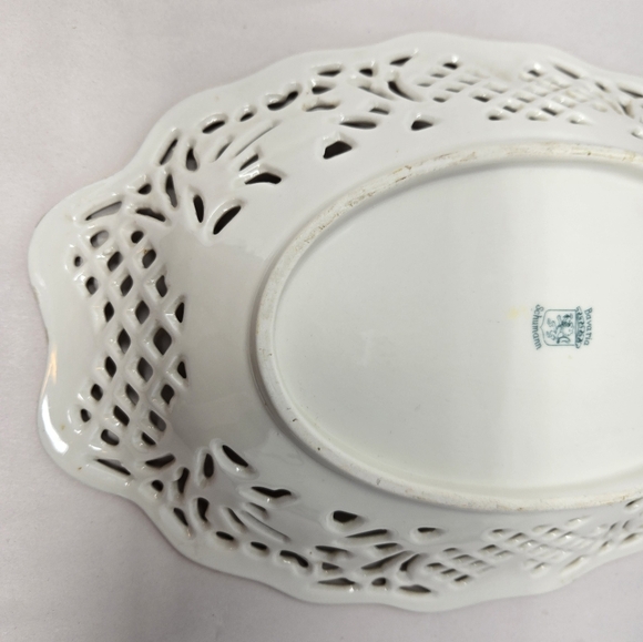 Schumann Bavaria Yellow Rose Serving Decor Dish Porcelain Perforated Edges - Picture 7 of 13